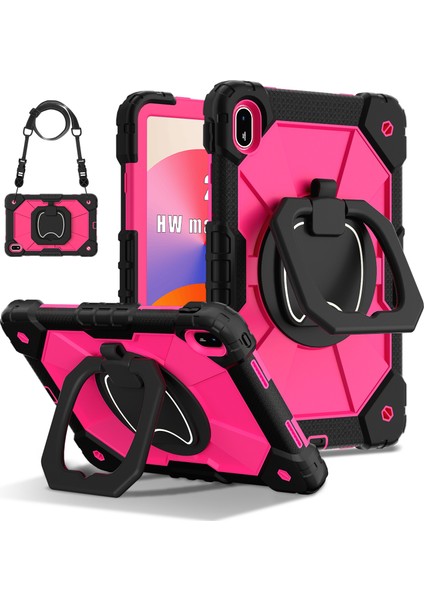 Huawei Matepad Se 11 Kickstand Kılıf Silikon+Pc Tablet Kapağı-Siyah/gül (Yurt Dışından)