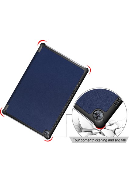 Huawei Mediapad M5 10/m5 10(Pro)-Koyu Mavi Için Üç Katlı Stand Pu Deri Koruyucu Kabuk (Yurt Dışından) indirimleri