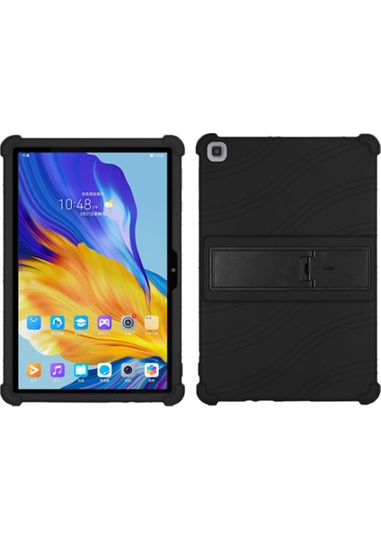 Honor Pad 7 10.1-Inç 2020 Için Yumuşak Silikon Kapak, Pc Kickstand Tasarımlı Tablet Koruyucu Kılıf-Siyah (Yurt Dışından)