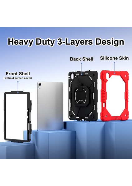 Huawei Matepad Air 11.5 INÇ(2023)/MATEPAD 11.5 Kickstand Kılıf Silikon + Pc Tablet Kapağı-Kırmızı/siyah (Yurt Dışından) modelleri