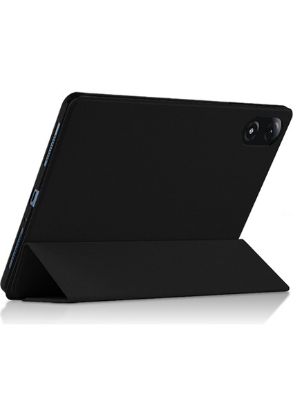 Honor Pad V8 Pro 12.1 Inç Üç Katlı Stand Folio Tablet Kılıfı Koruyucu Kapak Pu Deri Tablet Kapağı-Siyah (Yurt Dışından) modelleri