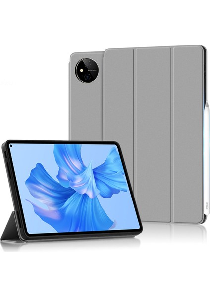 Huawei Matepad Pro 11(2022)FOLIO Flip Düşmeyi Önleyici Koruyucu Kapak Tpu+Pu Deri Cilt Dokunuşlu Tablet Kılıfı, Üç Katlı Stand-Gri (Yurt Dışından)