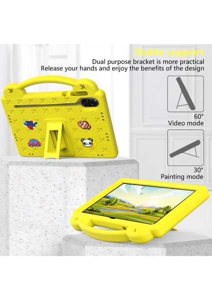 Honor Pad X9/pad X8 Pro Eva Kılıf Kickstand Anti-Damla Çocuk Tablet Kapağı-Sarı (Yurt Dışından) modelleri