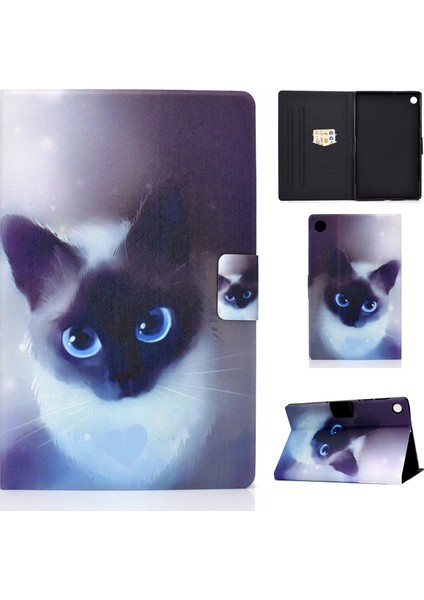 Huawei Matepad T10S/T10 Tablet Shell-Cool Cat Için Desen Baskı Deri Stand (Yurt Dışından)