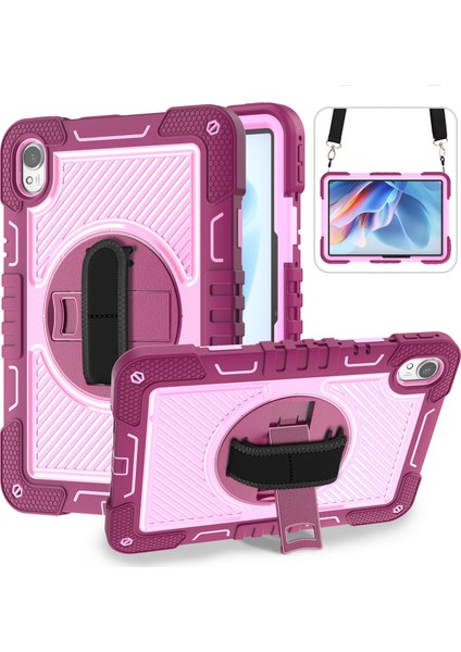 Huawei Matepad 11.5 S Kılıf Için Silikon + Pc Kickstand Tablet Kılıfı, Omuz Askılı-Gül + Pembe (Yurt Dışından)