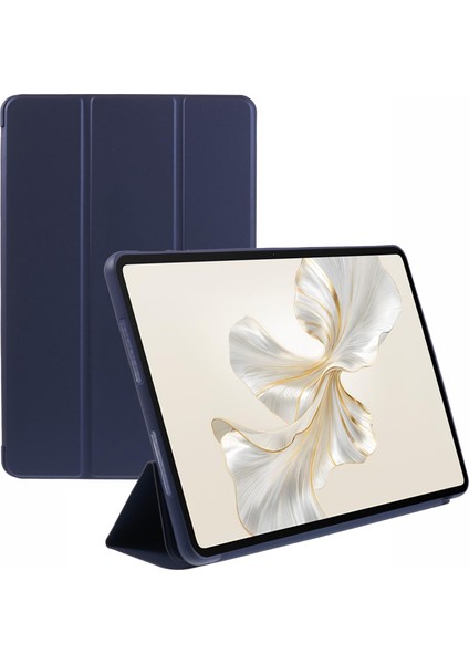 Honor Pad 9 Kılıf Çizilmez Pu+Silikon Üç Katlı Stand Tablet Kapağı-Koyu Mavi (Yurt Dışından)