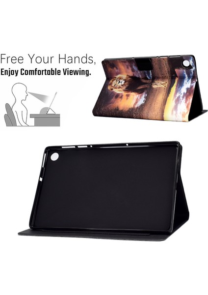 Huawei Matepad T10/T10S-LION Için Stand Tasarımlı Tam Koruma Desenli Baskı Deri Tablet Kılıfı (Yurt Dışından) modelleri