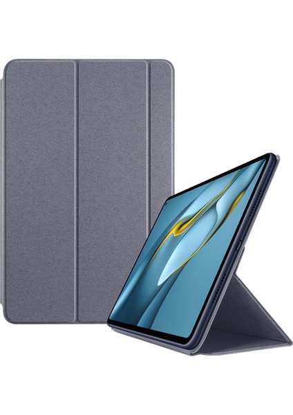 Otomatik Emilmiş Üç Katlı Stand Tpu Deri Tablet Akıllı Kapak Kılıf Kabuk Huawei Matepad Pro 10.8(2021)-GRI (Yurt Dışından)