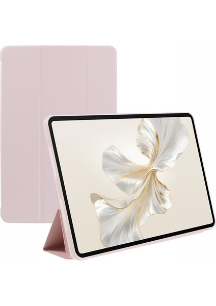 Honor Pad 9 Kılıf Çizilmez Pu+Silikon Üç Katlı Stand Tablet Kapağı-Pembe (Yurt Dışından)