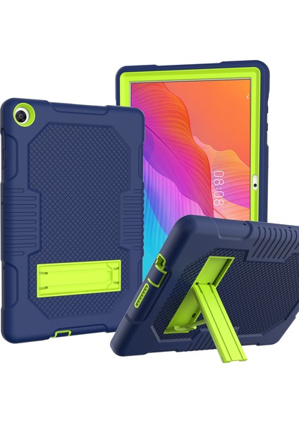 Kaydırmalı Kickstand Tasarımı Kontrast Renkli Pc+Tpu+Silikon Tablet Kılıfı Huawei Matepad T10S-KOYU Mavi/yeşil (Yurt Dışından)