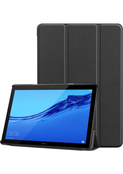 Anti-Şok Toz Geçirmez Destek Standı Tablet Kapak Deri Tablet Kılıfı Huawei Mediapad T5 10-Siyah (Yurt Dışından)