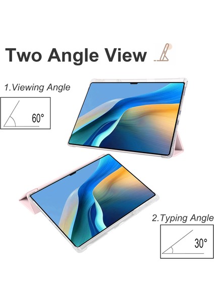 Huawei Matepad Pro 13.2 Tablet Deri Kılıf Üç Katlı Stand Kalem Yuvası Kapak-Pembe (Yurt Dışından)