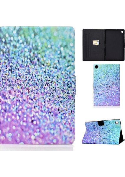 Huawei Matepad T10S/T10 Tablet Kabuk-Parlak Mavi Için Desen Baskı Deri Stand (Yurt Dışından)