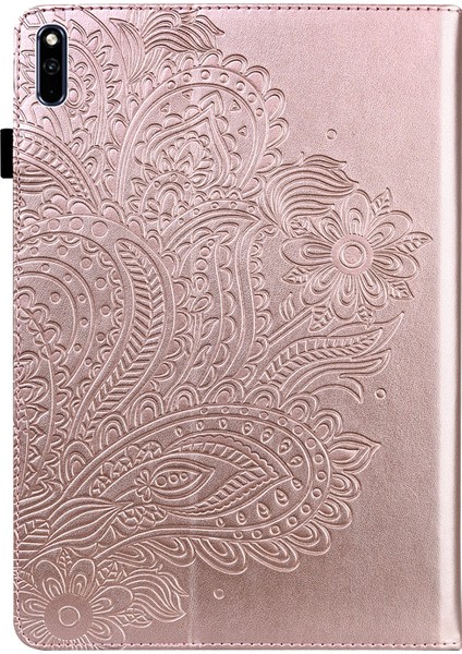 Deri Cüzdan Standı Tablet Koruyucu Kabuk ile Tavuskuşu Çiçek Desenli Baskı Huawei Matepad 10.4(2020)/(2022)/HONOR V6-Rose Gold (Yurt Dışından) fiyatları