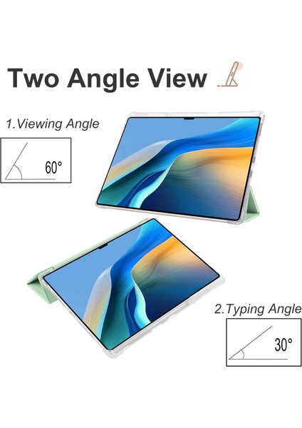 Huawei Matepad Pro 13.2 Tablet Deri Kılıf Için Üç Katlı Stand Kalem Yuvası Kapak-Matcha Yeşil (Yurt Dışından)