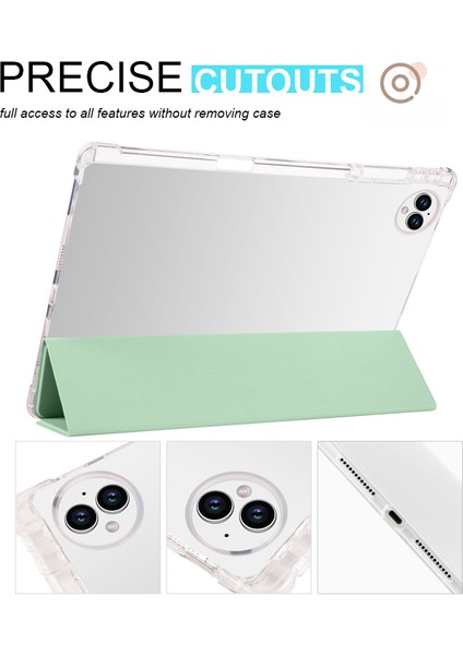 Huawei Matepad Pro 13.2 Tablet Deri Kılıf Için Üç Katlı Stand Kalem Yuvası Kapak-Matcha Yeşil (Yurt Dışından)