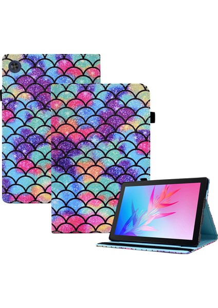 Desen Baskı Tablet Standı Kılıf Huawei Matepad T 10 S 10.1 Inç/matepad T 10 9.7 Inç Anti-Damla Kapak Elastik Bant-Dalgalı Desen (Yurt Dışından)