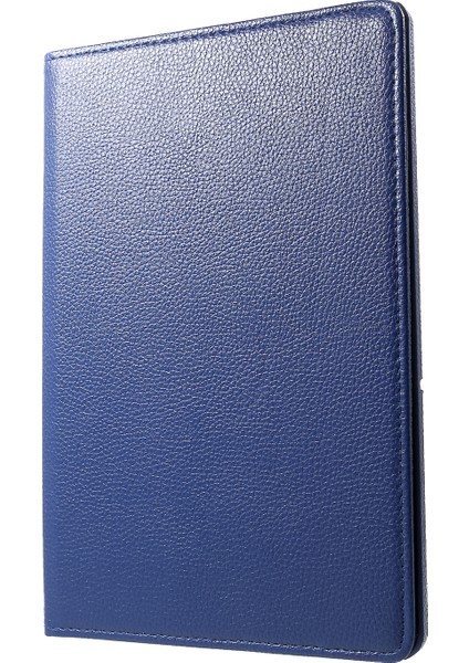 Huawei Mediapad T5 10-Koyu Mavi Için 360 Derece Dönen Standlı Litchi Deri Deri Kabuk Kapak Kılıf (Yurt Dışından)