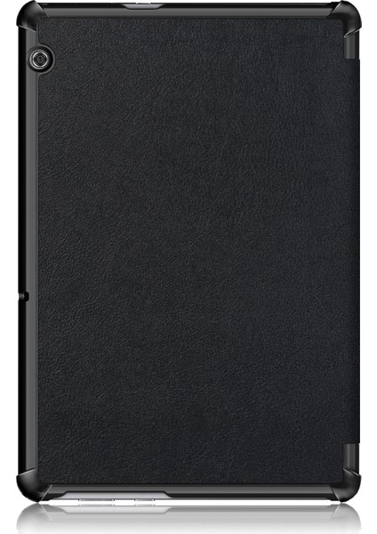 Pu Deri Üç Katlı Stand Tablet Kapak Koruyucu Muhafaza Huawei Mediapad T5 10-Siyah (Yurt Dışından)