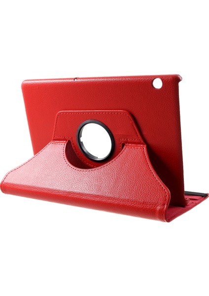 Huawei Mediapad T5 10-Red Için 360 Derece Dönen Standlı Litchi Deri Deri Kabuk Kapak Kılıf (Yurt Dışından) fırsatları