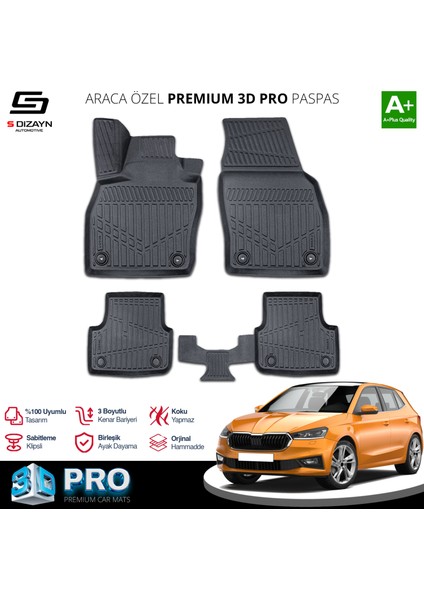 Skoda Fabia 4 3D Pro Havuzlu Paspas 2021 Üzeri A+ Kalite