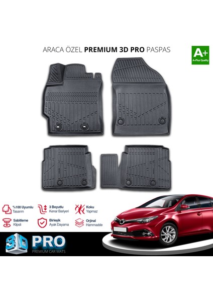 Toyota Auris 3D Pro Havuzlu Paspas 2013-2020 A+ Kalite