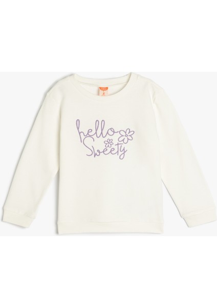 Nakış Detaylı Uzun Kollu Pamuklu Basic Sweatshirt