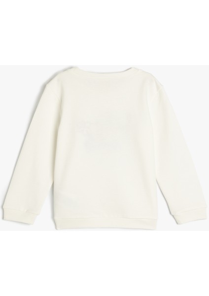 Nakış Detaylı Uzun Kollu Pamuklu Basic Sweatshirt