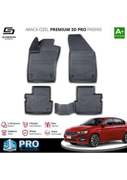 Fiat Egea Sedan 3D Pro Havuzlu Paspas 2015-2020 A+ Kalite