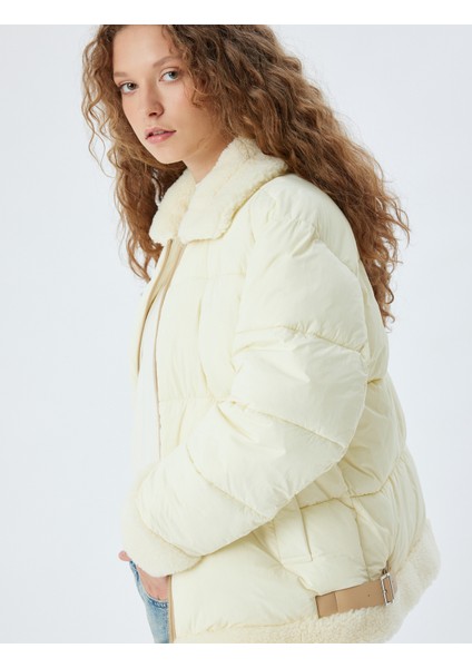 Şişme Mont Klasik Peluş Yaka Fermuarlı Cep Detaylı