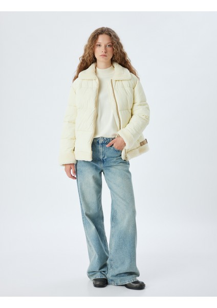 Şişme Mont Klasik Peluş Yaka Fermuarlı Cep Detaylı fiyatları