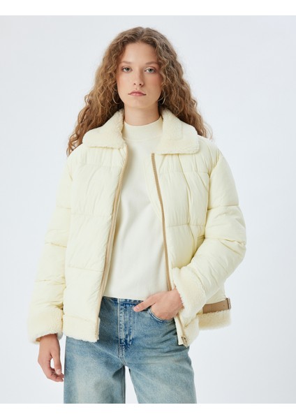 Şişme Mont Klasik Peluş Yaka Fermuarlı Cep Detaylı modelleri