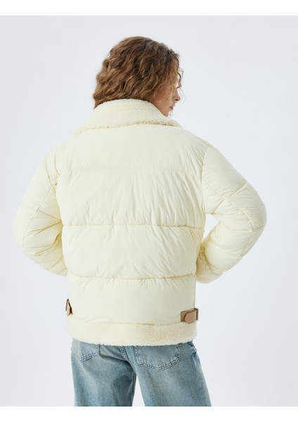 Şişme Mont Klasik Peluş Yaka Fermuarlı Cep Detaylı fırsatları