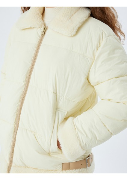 Şişme Mont Klasik Peluş Yaka Fermuarlı Cep Detaylı indirimleri