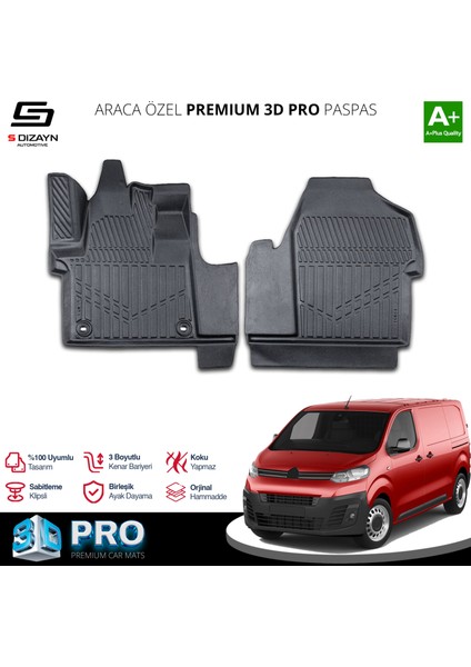 Citroen Jumpy Panelvan 3D Pro Havuzlu Ön 2'li Paspas 2016 Üzeri A+ Kalite