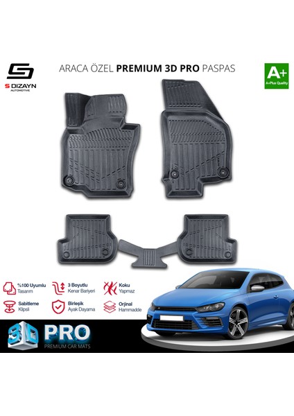 Volkswagen Scirocco 3D Pro Havuzlu Paspas 2008 Üzeri A+ Kalite