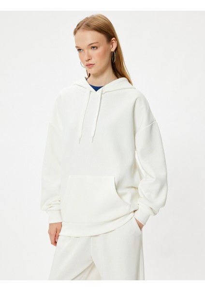 Oversize Kapüşonlu Sweatshirt Basic Kanguru Cepli Şardonlu modelleri