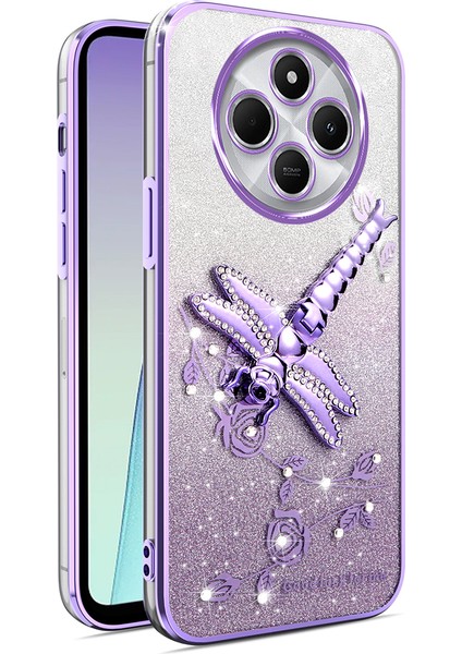 Xiaomi Redmi 14C 4g Dragonfly Kickstand Tpu Çiçekler Glitter Telefon Kapağı Için (Yurt Dışından)