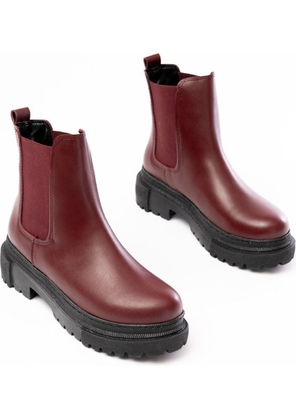 812-2137 Bordo Lastikli Günlük Kadın Bot modelleri