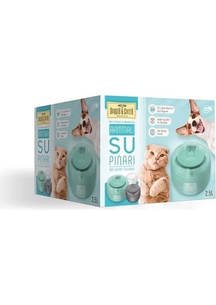 Kedi ve Köpek Klasik Model Arıtmalı Su Pınarı Yeşil 1 W 2.5 Lt