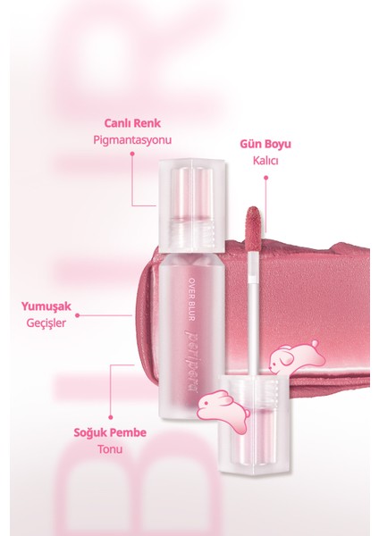 Gün Boyu Kalıcı Pürüzsüz Matlık Sunan Tint PERIPERA Over Blur Tint (008 Cool Pink Coating) (Tteok)