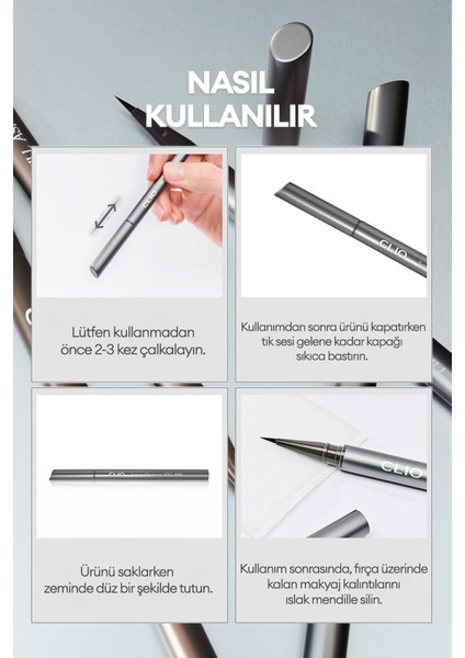 İnce Mikrofiber Fırça Uçlu, Sabitlenen Eyeliner CLIO Superproof Brush Liner Kill Ash (002 Ash Brown)