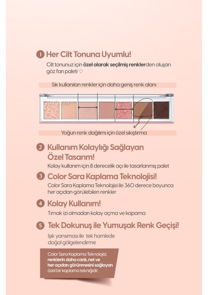 Pigmentli, 5 Farklı Dokulu Far Paleti PERIPERA All Take Mood Palette 005 No Acorn Passes By Autumn