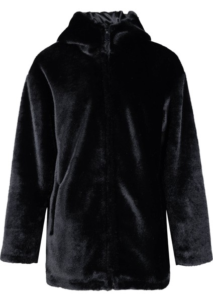 Kadın Peluş Siyah Kumaş Mont Deri Mont 415 178 Byn Pelus SK24/25 Sıyah Pelus