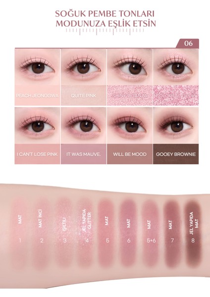 5 Farklı Dokulu Far Paleti PERIPERA All Take Mood Palette 006 I'm The Mauve Queen Around Here