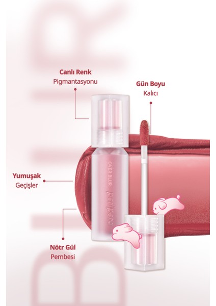 Gün Boyu Kalıcı Pürüzsüz Matlık Sunan Tint PERIPERA Over Blur Tint (010 Best Rose) (Tteok)