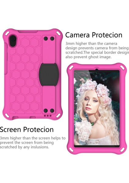 Petek Tasarım Eva + Pc Malzeme Dört Köşe Düşme Önleyici Düz Koruyucu Shl Kayışlı Huawei Matepad T8 8.0(2020) Rosered+Black (Yurt Dışından) fiyatları