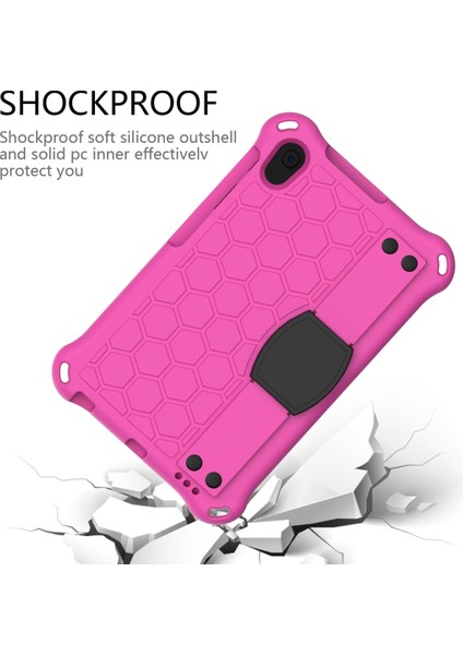 Petek Tasarım Eva + Pc Malzeme Dört Köşe Düşme Önleyici Düz Koruyucu Shl Kayışlı Huawei Matepad T8 8.0(2020) Rosered+Black (Yurt Dışından) modelleri