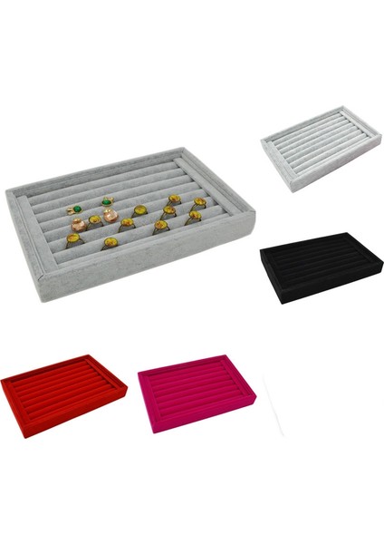 Kadife Kutu Takı Ekran Tutucu Organizatör Yüzükler Küpe Saklama Tepsisi Siyah (Yurt Dışından) fiyatları