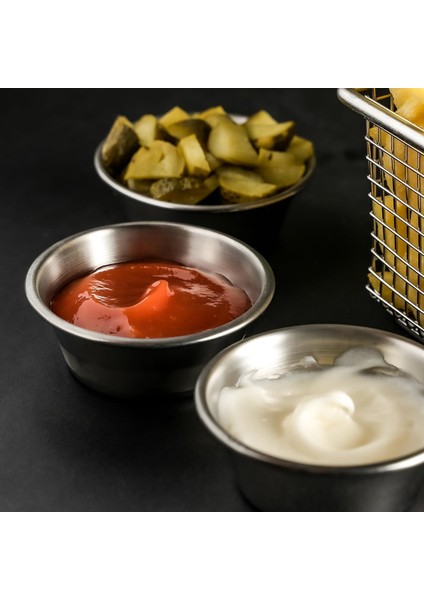 Paslanmaz Çelik Mini Kase Lokumluk Reçellik Çerezlik Şekerlik Sosluk, 4 Adet - 8 cm Metal modelleri